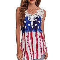 4th of July Tank Tops Outfits for Women Red White and Blue Sleeveless Shirts Patriotic American Flag Cami Shirts