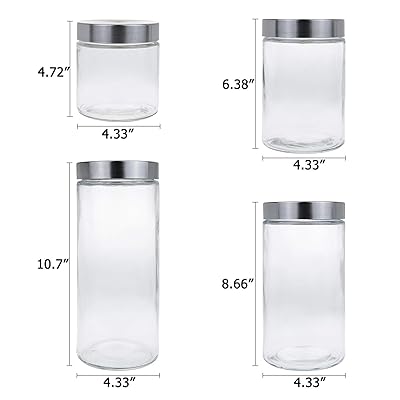 Mua Lawei 4 Pack Glass Kitchen Canisters with Stainless Steel Lids, Food  Storage Containers Jars, Airtight Canister Organization Set for Cookie Rice  Beans Pasta Snacks, 26 40 50 66 Oz Clear Food