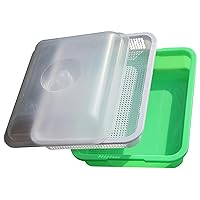 Growing Trays 10x12'' Sprouts Growing Kit, 4.7'' Deep Sprouting Tray with Lid Reusable BPA Seed Starter Tray for Wheatgrass Beans Garden Supplies