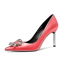 Castamere Women Stiletto High Heel Slip-on Diamond Crystal Pointed Toe Pumps Wedding Prom 3.3 Inches Shoes