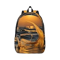 NEZIH Mermaid Tail Print Lightweight Travel Canvas Backpack Casual Daypack For Men Women Work, Sports, Beach