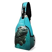 Funny Hippo Crossbody Bag Over Shoulder Sling Backpack Casual Cross Chest Side Pouch