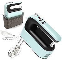 9-Speed Digital Hand Mixer Electric, 400W Powerful DC Motor, Baking Mixer Handheld with Snap-On Storage Case, Touch Button, Turbo Boost, Dough Hooks, Whisk (Ice Blue)