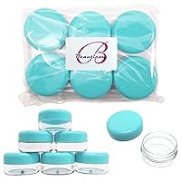 Beauticom 15 gram/15ml Empty Clear Small Round Travel Container Jars with Lids for Make Up Powders, Eyeshadow Pigments, Lotions, Creams, Lip Balm, Lip Gloss, Samples (24 Pieces, Teal)