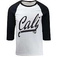 ShirtBANC Cali Life Star Mens Baseball Shirt California 3/4 Sleeve Tee