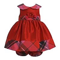 Bonnie Jean Girls Taffera Plaid Christmas Holiday Dress, Red, 0-3M - 6-9M