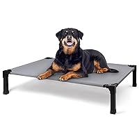 Cooling Elevated Dog Bed, Raised Dog Bed with Washable Breathable Mesh and Metal Frame, Portable Dog Cot Bed with No-Slip Feet for Outdoor & Indoor Use