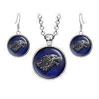 Game of Thrones Stark Pendant, House of The Direwolf Wolf Necklace, Daenerys Jewelry, Geek Jewelry, Geeky Girl Gift, Nerd Present, Nerdy Birthday Gifts