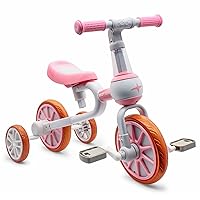 3 in 1 Kids Tricycles Gift for 2-4 Years Old Boys Girls with Detachable Pedal and Training Wheels,Baby Balance Bike Trikes Riding Toys for Toddler