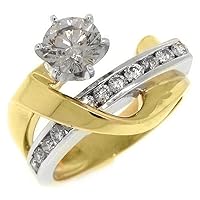 14k Yellow & White Gold 1.86 Carats Brilliant Round Diamond Engagement Ring