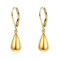 Gold Teardrop Earrings 14k Gold Leverback Drop Earrings Classical Dangle Errings Jewelry Christmas Gifts For Women Girls