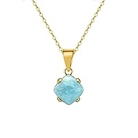 Bellitia Jewelry 925 Sterling Silver Pendant Necklace for Women with Aquamarine, Gold Silver Plated Pendant Necklace with Natural Gemstone, Jewelry Gift Set for Women