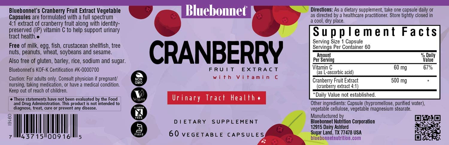 BlueBonnet Super Fruit Cranberry Supplement, 60 Count