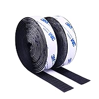 GOHOOK 2 Inch Adhesive Black Hook and Loop Tape - 5 Yards Heavy Duty Strips/Industrial  Strength