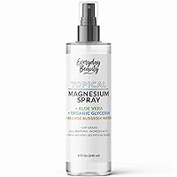 Topical Magnesium Spray with Aloe, Organic Glycerin & Orange Blossom Water - All Natural - USP Grade Magnesium - Large 8 Fl Oz Bottle with Mist Cap - Made in USA
