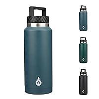 BJPKPK Insulated Water Bottles, Dishwasher Safe 36oz Water Bottle with Handle, Leakproof BPA Free Water Jug, Stainless Steel Water Bottle for Sports, Navy Blue