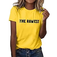 Athletic Tops for Women Crew Neck Short Sleeve Casual Summer Essentials Womens Tshirts The Rawest T Shirts Trendy