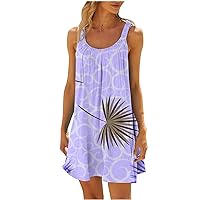 Womens Sundresses Casual Sleeveless Tank Dress Beach Vacation Outfits Summer Loose Swing Short Mini Dress Cover Ups