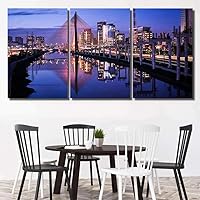 Framed Canvas Wall Art 3 Panels Posters & Prints Sao Paulo Skyline Wall Prints 3 Pieces Artwork For Living Room Bedroom Decor Ready To Hang Personalized Gifts