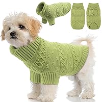 EMUST Dog Sweaters for Small Dogs, Elastic Sweaters for Cats with Cute Dot Pattern, Warm Small Dog Sweater for Chihuahuas, Yorkie, Teacup, Pug, Green S