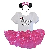 Baby Girls Toddler Mouse Ears 1st 2nd 3rd 4th 5th Bday Birthday Shirt Polka Dot Tutu Skirt Dress Headband Outfit