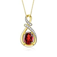 Rylos 14K Yellow Gold Classic Designer Necklace: Gemstone & Diamond Pendant, 18
