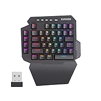 Wireless One Handed Mechanical Gaming Keyboard, 6 Onboard Macro Keys, 2.4Ghz and USB-C Wired Dual Mode, RGB Led Backlit Red Switch, Wrist Rest, Durable Battery