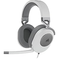 Corsair HS65 Surround CA-9011271-AP Surround 0.1-inch (3.5 mm) Connector, Gaming Headset, Compatible with Mac/PS5/PS4/Xbox Series/Switch, Discord Certified, White
