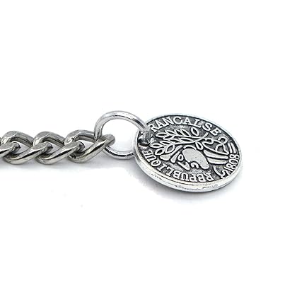Albert Chain Silver Color Pocket Watch Chains for Men with Francaise Medal Fob T Bar AC47