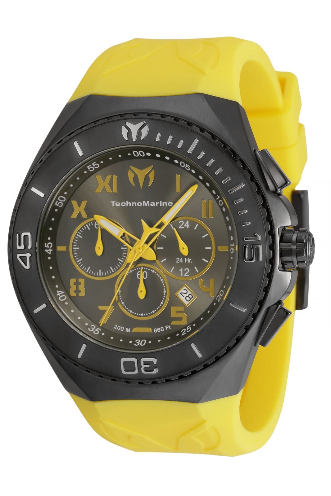 TechnoMarine Men's Ocean Manta Stainless Steel Quartz Watch with Silicone Strap, Yellow, 31 (Model: TM-220021)