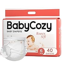 Hypoallergenic Baby Diapers Size 6(35+lb),40 Count Babycozy Dry Disposable Diapers Softhack,Overnight Diapers with 10s Strong Absorption, Eco Friendly & Safe Diapers for Sensitive Infant Skin