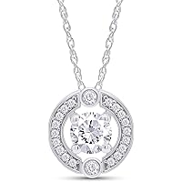 925 Sterling Silver Diamond Pendant 2.50 Ct Halo Solitaire Round Cut And Lab Created Tredy Pendant Necklace for Women & Girl