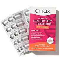 Omax Health Prebiotics and Probiotics Complex for Women, pH Balance, Vag Health, Urinary Tract, Yeast & BV Prevention, Lactobacillus & Bifidobacterium | Vegan, Organic, Gluten Free