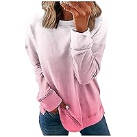 Fall Long Sleeve Shirts for Women O Neck Sweatshirts Casual Sweater Top Loose Pullover Printed Trendy Shirt Blouse