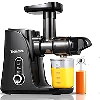 Juicer Machines,AMZCHEF Slow Masticating Juicer Extractor, Cold Press Juicer with Two Speed Modes, Travel bottle(500ML),LED display, Easy to Clean Brush & Quiet Motor for Vegetables&Fruits (Black)