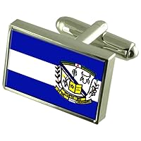 Itueta City Minas Gerais State Sterling Silver Flag Cufflinks Engraved Box