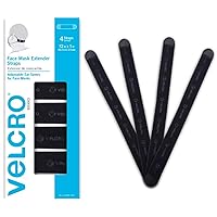 VELCRO Brand Face Mask Extender includes 4 Black Straps, 12” x 1” Comfortable and Adjustable Ear Savers, VEL-30084-USA