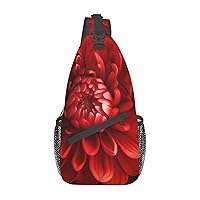 Red beautiful flower Print Cross Chest Bag Sling Backpack Crossbody Shoulder Bag Travel Hiking Daypack Unisex