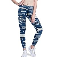 Blue Fish Yoga Leggings for Women Gym Clothes High Waisted Leggings for Women Tummy Control X-Small