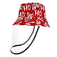 Sun Hats for Men Women Outdoor UV Protection Cap with Face Shield, 22.6 Inch for Adult Red Christmas Snowflake Pattern