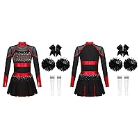 YiZYiF Cheer Leader Costume for Girls Cheerleading Uniform Outfit High School Halloween Cosplay Fancy Dress