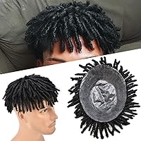 Curly Afro Toupee For Black Men Brazilian Hair Unit For Black Men Fashion Dreadlock Wig Crochet Braids Hair System (#1B Off Black)
