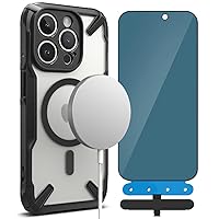 Ringke Fusion-X Magnetic Matte Case Compatible with iPhone 15 Pro Max [Black] + Privacy Glass Compatible with iPhone 15 Pro Max