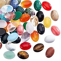 SUPERFINDINGS 48pcs Oval Dyed Natural Agate Cabochons 14x10mm Flatback Semi-Precious Gemstones Cabochons 23 Colors Healing Quartz Chakra Crystal Stone for Jewelry Making