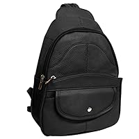 Silver Fever Leather Backpack Medium Size Top Entry (Black)