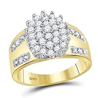 TheDiamond Deal10kt Yellow Gold Womens Round Prong-set Diamond Oval Cluster Ring 1/2 Cttw