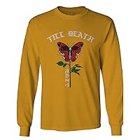 Front Till Death Red Rose Flower Skull PRIMITIVES Butterfly VOLCON Long Sleeve Men's