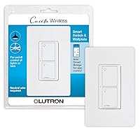 Caseta Smart Home 5A Switch with Wallplate, Works with Alexa, Apple HomeKit, and Google Assistant | for Ceiling and Exhaust Fans, LED Bulbs, Incandescent and Halogen | PDW-5ANS-WH-A | White