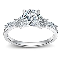 Metzakka Oval Moissanite Engagement Ring, 1.5CT D Color VVS1 Clarity White Gold Plated 925 Sterling Silver Ring, Vintage Promise Wedding Ring for Women