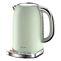 Electric Kettle - 5 Temp Control Presets, Great for Rapid Coffee/Tea Brewing, Quick Hot Water Boiler, Sturdy Stainless Steel Inner Lid & Bottom, High Power 1500W/1.7L, Green